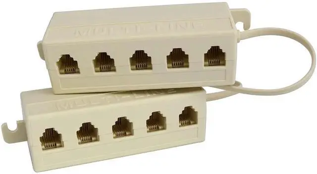Alt view image 4 of 4 - Five-Way Phone Splitter 2PCS RJ11 6P4C Telephone Line 1 Male to 5 Female Modular T Adapters Jacks