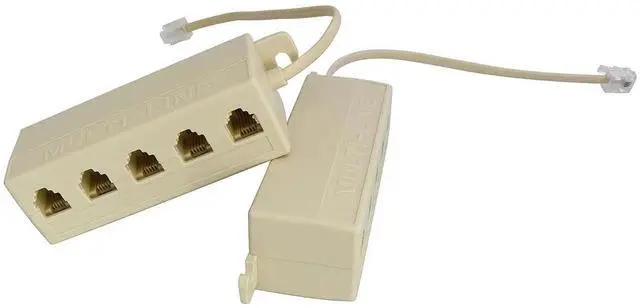 Alt view image 2 of 4 - Five-Way Phone Splitter 2PCS RJ11 6P4C Telephone Line 1 Male to 5 Female Modular T Adapters Jacks