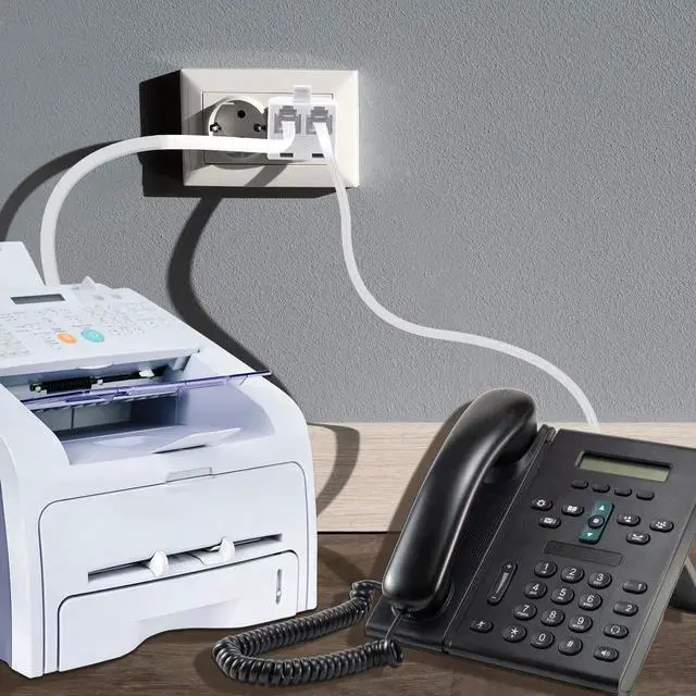 Alt view image 6 of 6 - RJ11 Duplex Wall Jack Adapter Dual Phone Line Splitter Wall Jack Plug 1 to 2 Modular Converter Adapter for Office Home Fax Model Cordless Phone System, White(2 Pack)