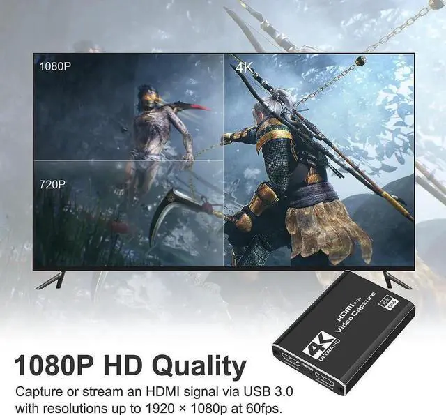 Alt view image 3 of 7 - HDMI to USB/Type-C Video Capture Device, Video Capture Card with Mic & HDMI Loop-Out, 4K 1080P 60FPS for Live Streaming, Gaming, Recording, for Nintendo Switch,PS4,Xbox,OBS,YouTube,Zoom,Windows,PC/Mac