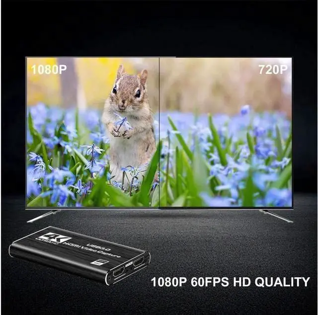 Alt view image 5 of 7 - 4K Audio Video Capture Card, USB 3.0 HDMI Video Capture Device, Full HD 1080P 60FPS for Game Recording, Live Streaming Broadcasting-Black