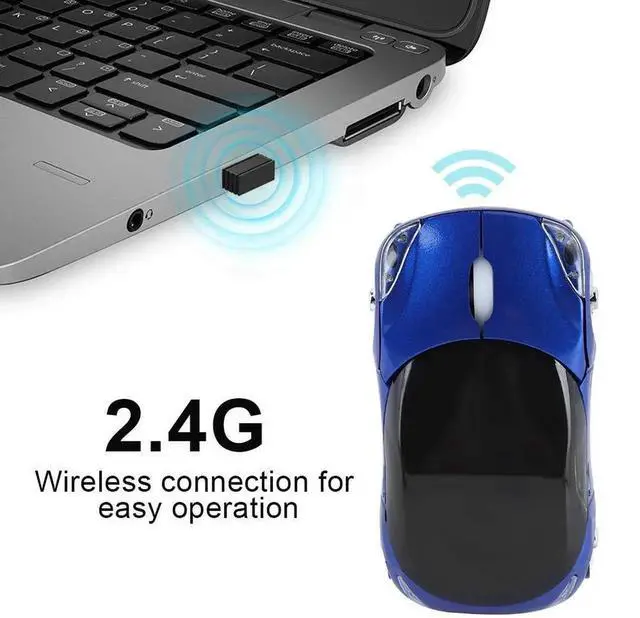 Alt view image 7 of 7 - JAENFONG  2.4G Car Mouse with USB Reciver 1600DPI Optical Mouse for PC Computer Laptop Tablet, High Cute Mouse for XP/Win7/ME/2000/for OS (Blue)