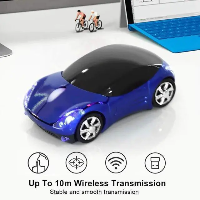 Alt view image 4 of 7 - JAENFONG  2.4G Car Mouse with USB Reciver 1600DPI Optical Mouse for PC Computer Laptop Tablet, High Cute Mouse for XP/Win7/ME/2000/for OS (Blue)
