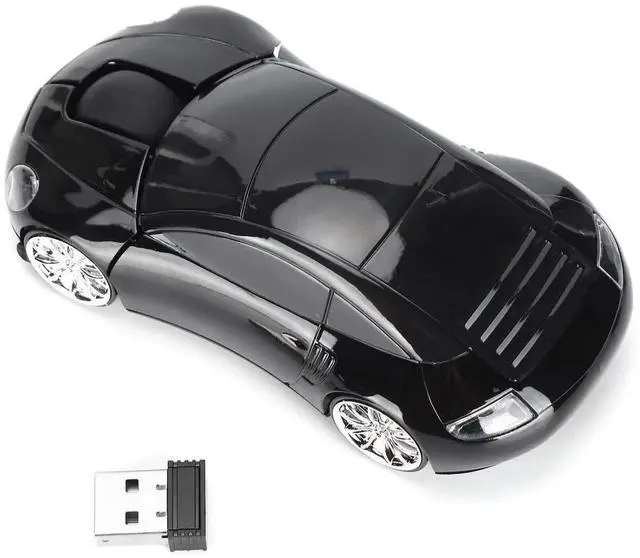 Alt view image 3 of 7 - 2.4G Wireless Mouse, Cute Car Mouse with USB Reciver, 1600DPI Optical Mice for PC Computer Laptop Tablet, with LED Light (Black)