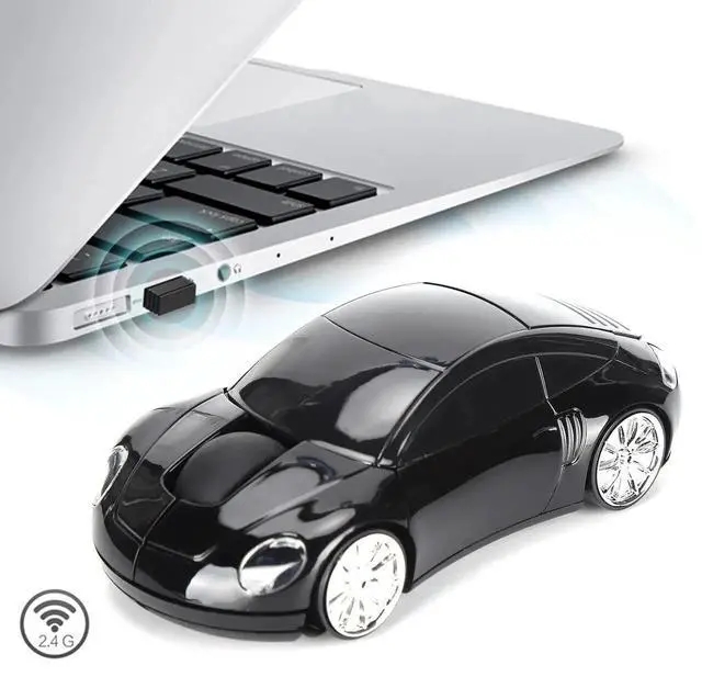 Alt view image 5 of 7 - 2.4G Wireless Mouse, Cute Car Mouse with USB Reciver, 1600DPI Optical Mice for PC Computer Laptop Tablet, with LED Light (Black)