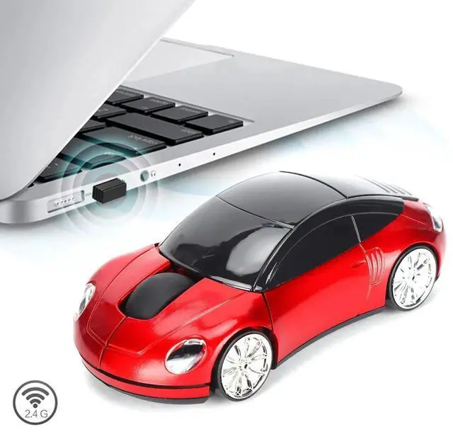 Alt view image 2 of 6 - 2.4G Wireless Mouse, Cute Car Mouse with USB Reciver, 1600DPI Optical Mice for PC Computer Laptop Tablet, with LED Light (Red)