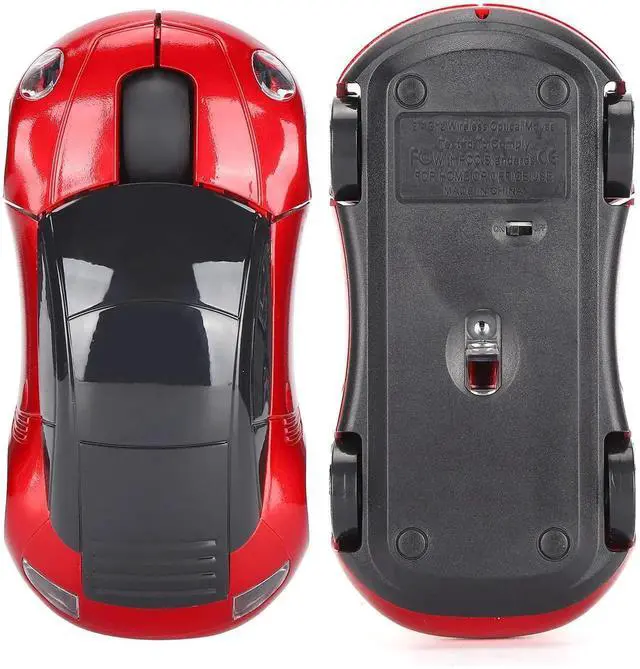 Alt view image 5 of 6 - 2.4G Wireless Mouse, Cute Car Mouse with USB Reciver, 1600DPI Optical Mice for PC Computer Laptop Tablet, with LED Light (Red)