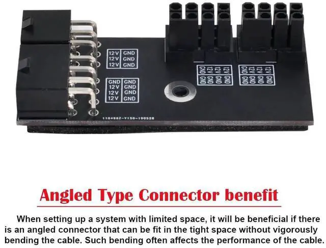 Alt view image 5 of 7 - Adapter Dual ATX 8Pin Female to 6+8pin Male 180 Degree Angled Power Adapter for NVIDIA 3080 3090 Graphics Card