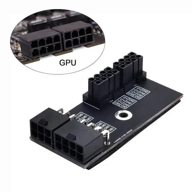 Alt view image 7 of 7 - Adapter Dual ATX 8Pin Female to 6+8pin Male 180 Degree Angled Power Adapter for NVIDIA 3080 3090 Graphics Card