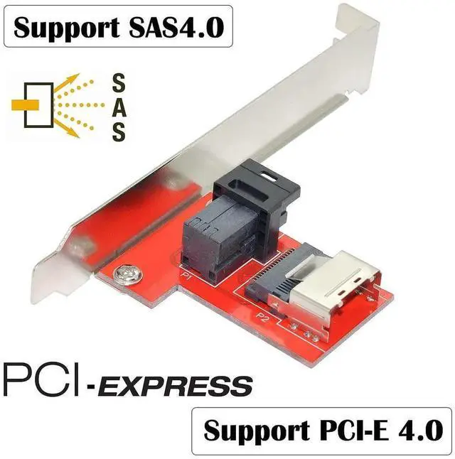 Alt view image 2 of 7 - PCI-Express 4.0 Mini SAS SFF-8087 to SAS HD SFF-8643 PCBA Female Adapter with Bracket