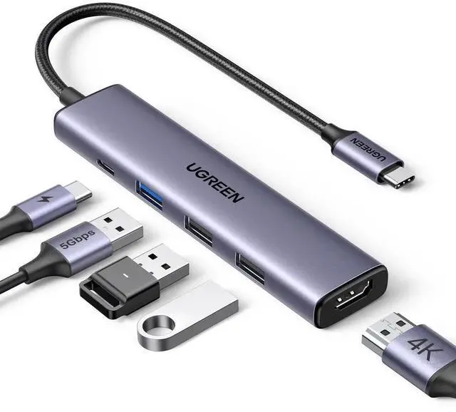 Main image of UGREEN Revodok 105 USB C Hub 5 in 1 Multiport Adapter 4K HDMI, 100W Power Delivery, 3 USB-A Data Ports, USB C Dongle for MacBook Pro/Air, iPad Pro, iMac, iPhone 15 Pro/Pro Max, XPS, Thinkpad