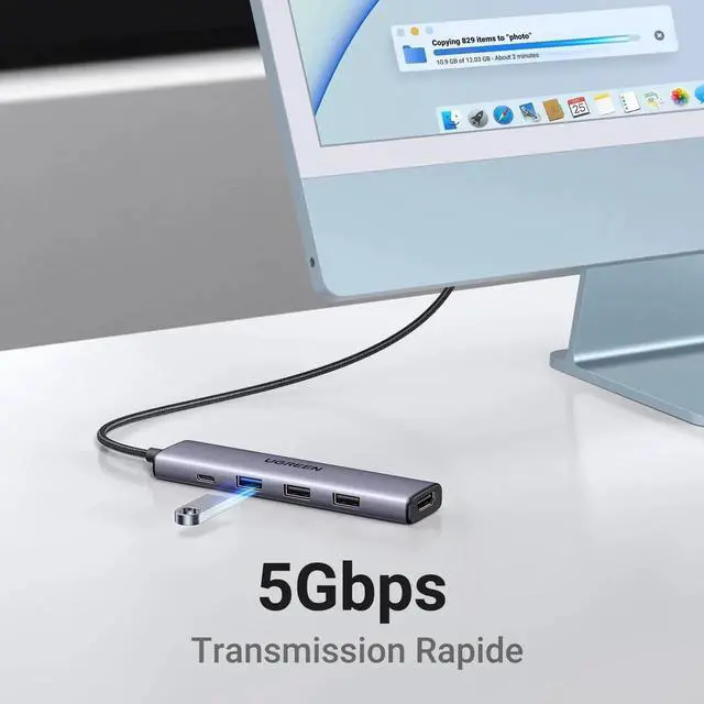 Alt view image 6 of 6 - UGREEN Revodok 105 USB C Hub 5 in 1 Multiport Adapter 4K HDMI, 100W Power Delivery, 3 USB-A Data Ports, USB C Dongle for MacBook Pro/Air, iPad Pro, iMac, iPhone 15 Pro/Pro Max, XPS, Thinkpad