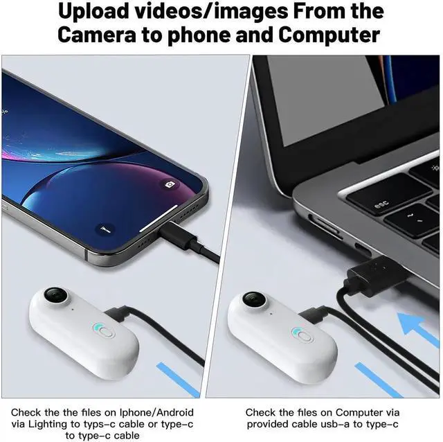 Alt view image 2 of 7 - 28GB FHD 1080P Mini Body Camera, Wearable Action Body Cam, Thumb Size Hands Free Recording Body Worn Camera, Premium Portable Camcorder Mount Anywhere for Pet Walking, Work, Travel (White)