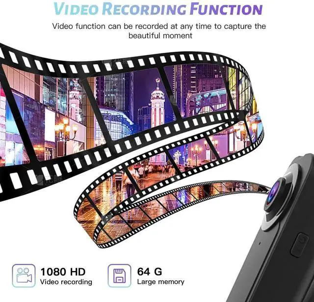 Alt view image 4 of 7 - Mini Body Camera 1080P Police Body Camera with Memory Card,Body Worn Cam,Premium Portable,Wearable Patrol Video Recording Camcorder for Work Records,Guard (64GB)