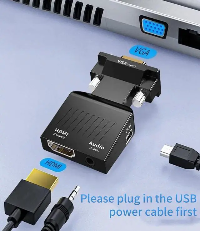 Alt view image 5 of 6 - VGA Computer to HDMI Monitor Adapter with 3.5mm Audio, VGA Source to HDMI Display Converter, Male to Female 1080P@60Hz Dongle adaptador for Computer,Laptop,Projector (Uni-Directional)