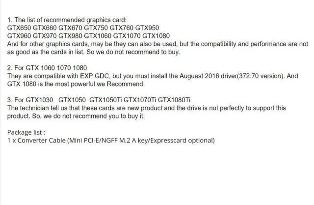 Alt view image 6 of 6 - PCIE EXP GDC External Laptop Video Card Dock Graphics Card Laptop Docking Station for Beast Mini PCI-E/NGFF M.2 / Expresscard (Only NGFF M.2 A-Key Cable)
