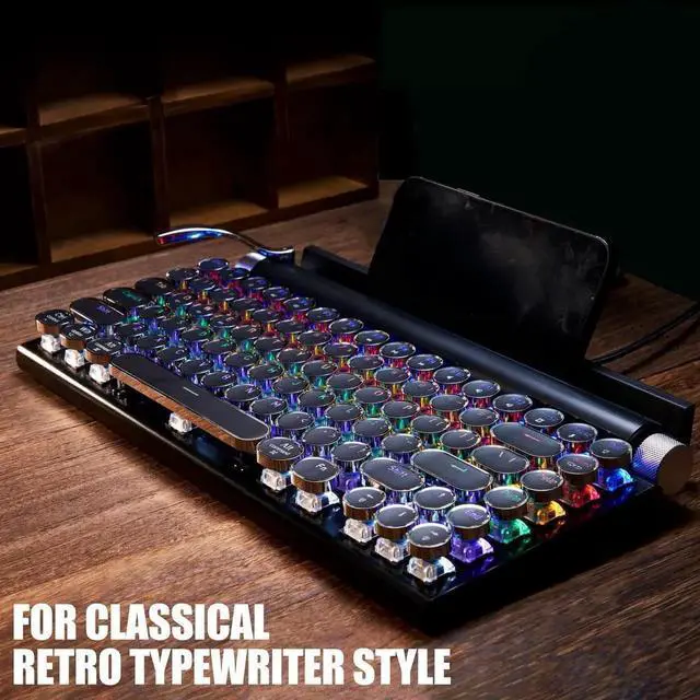Alt view image 6 of 6 - 7KEYS Retro Typewriter Keyboard, Electric Typewriter Vintage with Upgraded Mechanical Classical, Punk Round Keys for Desktop PC/Laptop Mac/Phone