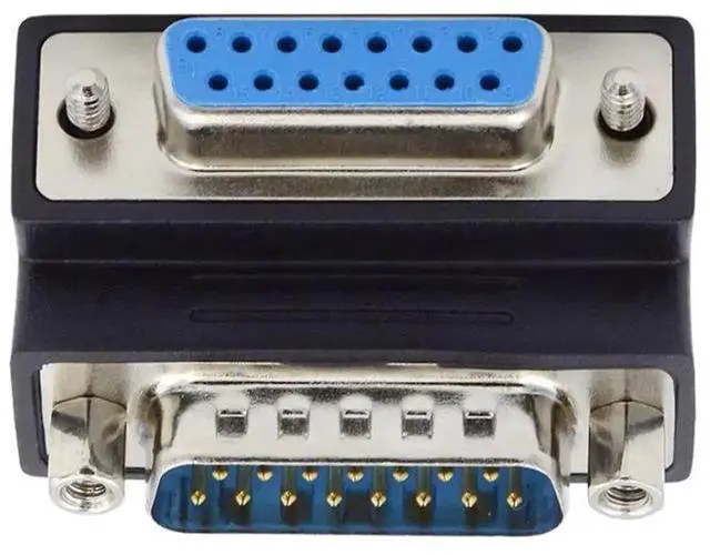 Alt view image 5 of 6 - DB15Pin Male to Female Extension Adapter DSUB RS232 15Pin D-subminiature Connector 90 Degree Down Angled