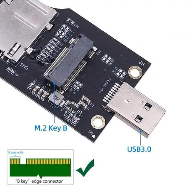 Alt view image 6 of 7 - Adapter NGFF M.2 Key-B WWAN to USB 3.0 Adapter Riser Card with SIM Slot for 3G/4G/5G LTE Wireless Module Modem Card