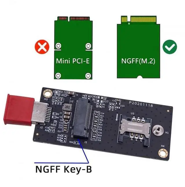 Alt view image 4 of 7 - Adapter NGFF M.2 Key-B WWAN to USB 3.0 Adapter Riser Card with SIM Slot for 3G/4G/5G LTE Wireless Module Modem Card
