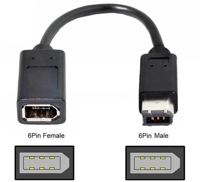 Alt view image 4 of 7 - IEEE 1394 6Pin Female to 1394a 6Pin Male Extension Data Video Capture Card Firewire 400 to 400 Cable 20cm