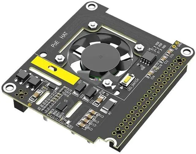 Alt view image 2 of 4 - JAENFONG For Raspberry Pi 5 POE Ethernet Power Supply Module 802.3Af/At With Cooling Fan RGB Light