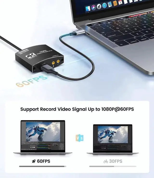 Alt view image 5 of 5 - Capture Card for Streaming, HDMI to USB3.0 1080P 60FPS Audio Video Adapter, with 4K HDMI Loop-Out, for Recording/Streaming, Compatible with Nintendo Switch/Xbox/PS5/OBS/Camera/PC/Laptop