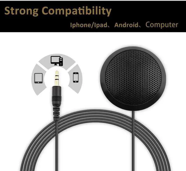 Alt view image 6 of 7 - Conference Microphone 3.5mm Desktop Computer Mic for Computer Desktop and Laptop 360° Omnidirectional Condenser Mic for Online Meeting/Class, Skype, Recording, Chatting, Gaming