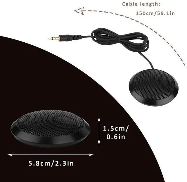 Alt view image 4 of 7 - Conference Microphone 3.5mm Desktop Computer Mic for Computer Desktop and Laptop 360° Omnidirectional Condenser Mic for Online Meeting/Class, Skype, Recording, Chatting, Gaming