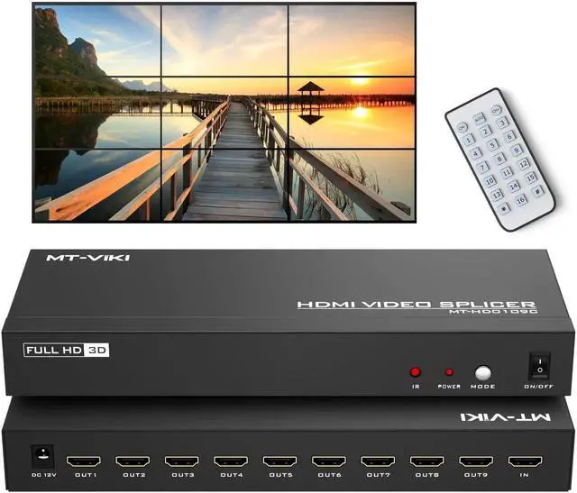 Main image of MT-VIKI Video Wall Controller 3x3, HDMI Video Wall Support UHD 4K Input & 1080P Output for 9 TV Splicing Display, 9 Channel Video Wall Processor
