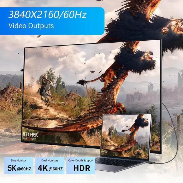 Alt view image 2 of 7 - Thunderbolt 3 Cable 2.3ft/0.7m, 5K/4K@60Hz, 40Gbps Data Transfer, 100W Charging, Short USB-C to USB C Cable, Ideal for Type-C MacBooks, Docking, Dell, iPad Air 4, Pro 2025