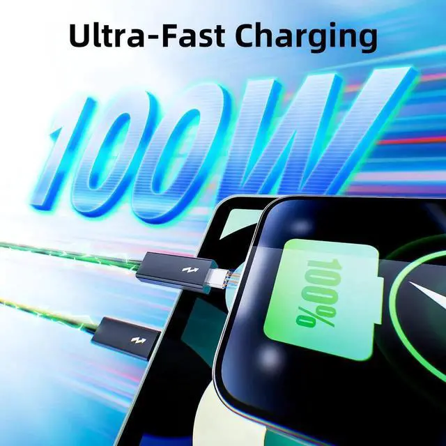 Alt view image 3 of 7 - Thunderbolt 3 Cable 2.3ft/0.7m, 5K/4K@60Hz, 40Gbps Data Transfer, 100W Charging, Short USB-C to USB C Cable, Ideal for Type-C MacBooks, Docking, Dell, iPad Air 4, Pro 2025