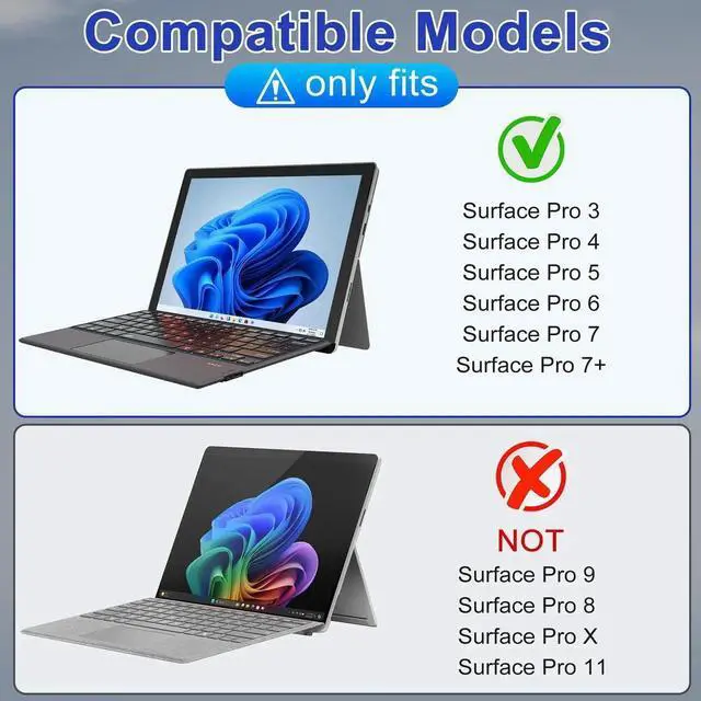 Alt view image 4 of 7 - Surface Pro 3 Keyboard -Type Cover for Surface Pro 7 Plus 7/6/5/4/3, 7 Color Backlit Bluetooth Ultra-Slim Portable Magnetic Surface 3 Keyboard with Trackpad, Rechargeable