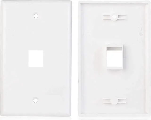 Alt view image 3 of 4 - Cable Matters 2-Pack 1-Port Ethernet Wall Plate, Cat6 Wall Plate / Cat5 Ethernet Wall Outlet in White with White Ethernet Keystone Jack