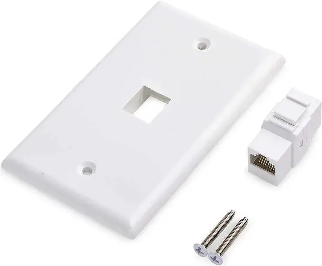 Alt view image 2 of 4 - Cable Matters 2-Pack 1-Port Ethernet Wall Plate, Cat6 Wall Plate / Cat5 Ethernet Wall Outlet in White with White Ethernet Keystone Jack