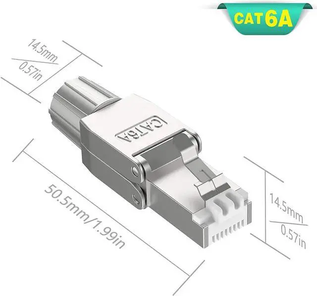 Alt view image 3 of 7 - RJ45 Cat6A Connectors Tool-Free Reusable Shielded Ethernet Termination Plugs for 23AWG SFTP UTP Cable, 10G Easy Internet Plug, Fast Field Installation 4 Pack