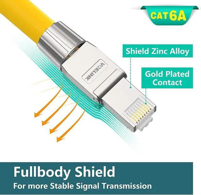Alt view image 5 of 7 - RJ45 Cat6A Connectors Tool-Free Reusable Shielded Ethernet Termination Plugs for 23AWG SFTP UTP Cable, 10G Easy Internet Plug, Fast Field Installation 4 Pack