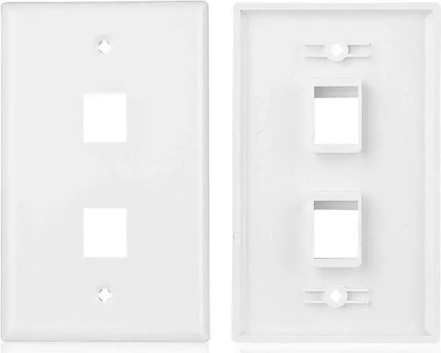 Alt view image 4 of 4 - Cable Matters 2-Pack 2-Port Ethernet Wall Plate, Cat6 Wall Plate / Cat5 Ethernet Wall Outlet in White with White Ethernet Keystone Jack