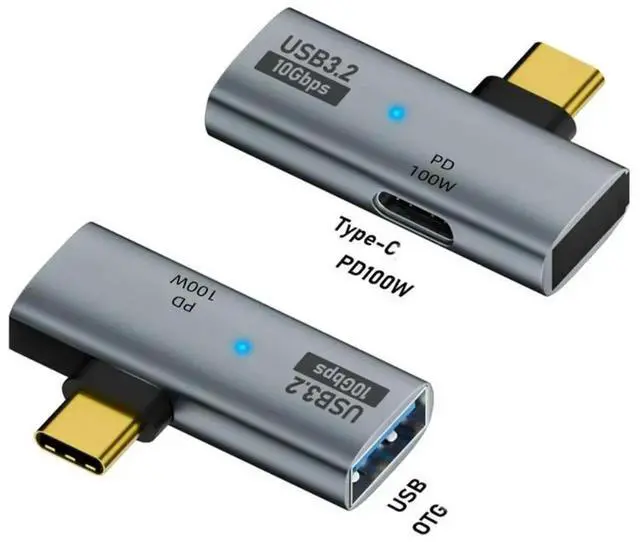 Alt view image 2 of 3 - JAENFONG 2 in 1 USB Type C Hub Adapter to USB3.0 female + Type C female 100W PD Charging Port 10Gbps OTG for MacBook Pro Laptop