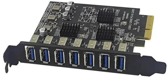 Alt view image 3 of 3 - JAENFONG USB3.2 GEN2 10Gbps Pcie Expansion Card TYPE-A PCI-E 4X To 7 Ports USB 3.0 Expansion Adapter Card PCI-E Controller Card