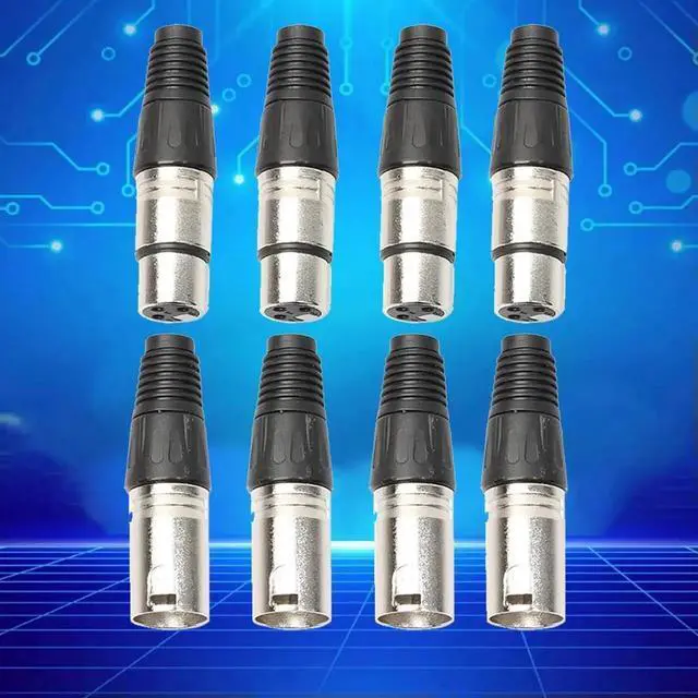 Alt view image 2 of 3 - JAENFONG 8pcs Audio Microphone Connector 4 Male 4 Female 3Pin MIC Jack Plug Zinc Alloy Socket Panel Mount Chassis for Power Amplifier