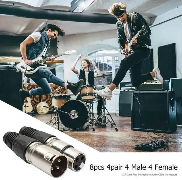 Alt view image 3 of 3 - JAENFONG 8pcs Audio Microphone Connector 4 Male 4 Female 3Pin MIC Jack Plug Zinc Alloy Socket Panel Mount Chassis for Power Amplifier