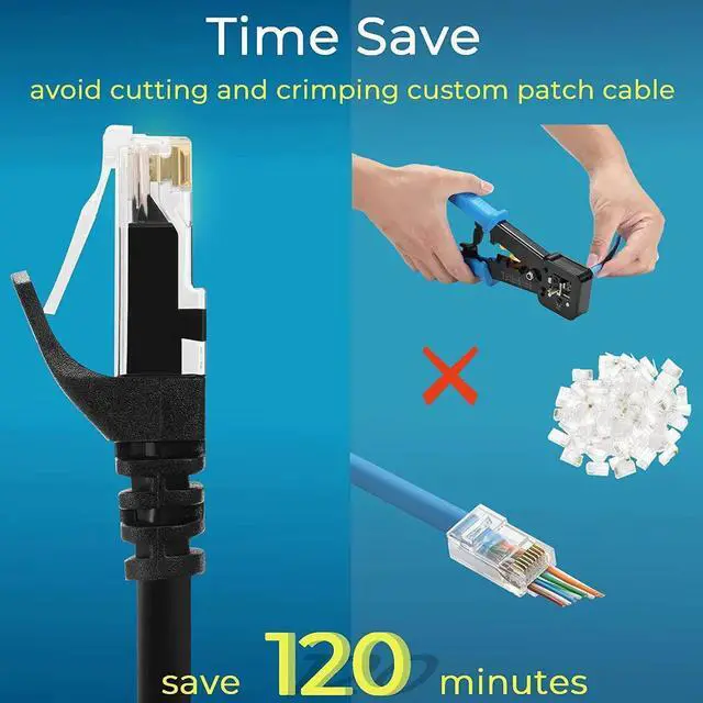 Alt view image 5 of 6 - Patch Cables Cat6 2ft (24 Pack), Ethernet Patch Cable 10G, Cat 6 Patch Cable for Patch Panel to Switch, Flexiable Cat 6 Ethernet Cable with Gold Plated -Black