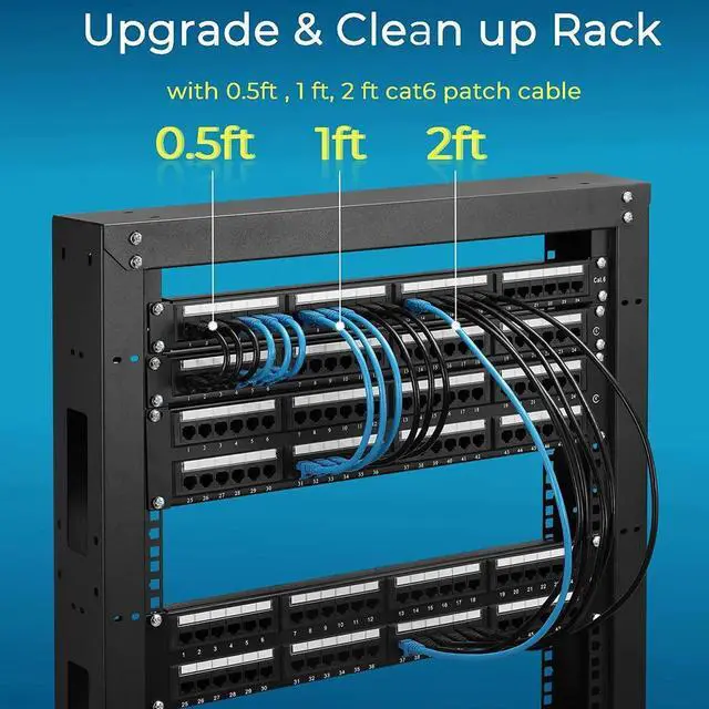 Alt view image 2 of 6 - Patch Cables Cat6 2ft (24 Pack), Ethernet Patch Cable 10G, Cat 6 Patch Cable for Patch Panel to Switch, Flexiable Cat 6 Ethernet Cable with Gold Plated -Black