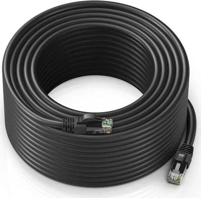 Main image of Ethernet Cable 200 ft CAT6 High Speed Internet Network LAN Cable Cord, Outdoor Waterproof (Black)