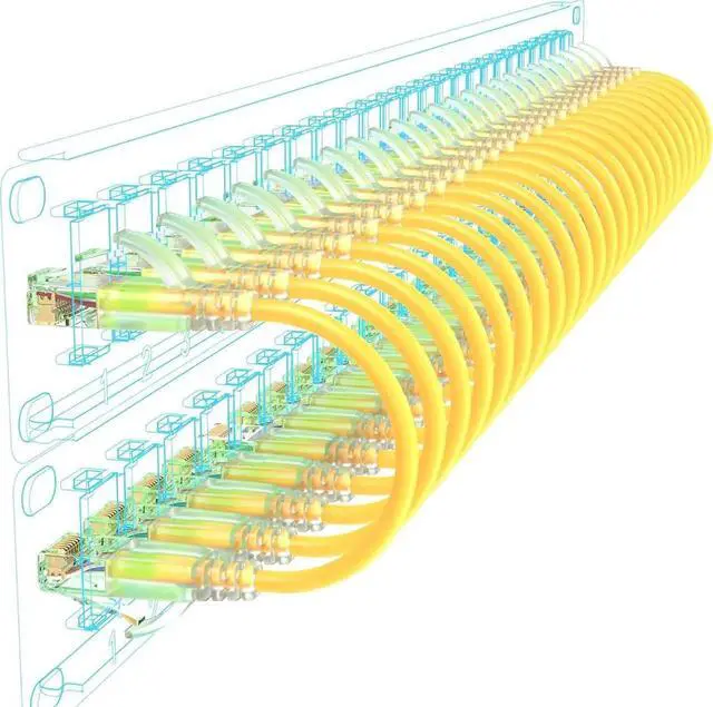 Main image of Cat6a Patch Cables Slim 10ft (24 Pack), Flexible Cat6 Ethernet Patch Cable 10G 550MHZ, 28AWG Pure Copper Cat6 Patch Cable for Network Cabinet, Cat 6 Patch Cable Yellow