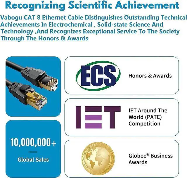 Alt view image 7 of 7 - Cat 8 Ethernet Cable, 30ft Heavy Duty High Speed Internet Network Cable, Professional LAN Cable, 26AWG, 2000Mhz 40Gbps with Gold Plated RJ45 Connector, Shielded in Wall, Indoor&Outdoor