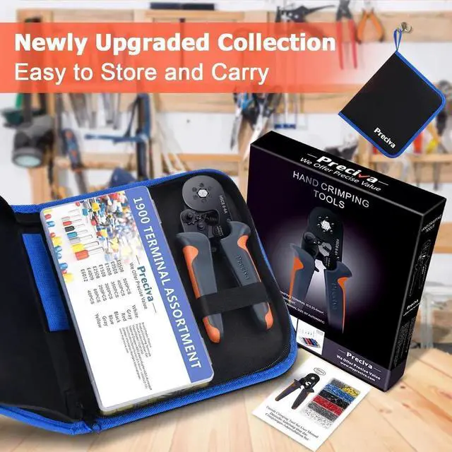 Alt view image 7 of 7 - Ferrule Crimping Tool Kit with 1900PCS Wire Connectors, Hexagonal AWG23-10 Sawtooth Self-Adjustable Ratchet Wire Terminals Crimper Kit