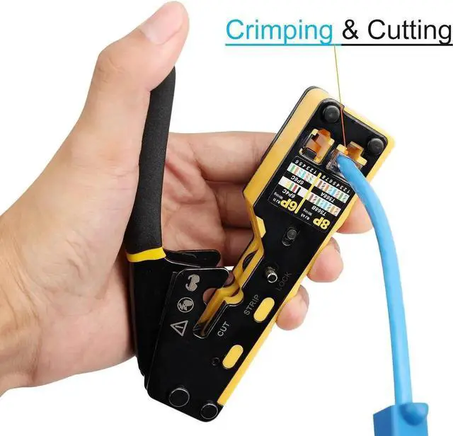 Alt view image 6 of 7 - Pass Through RJ45 Crimp Tool Kit Ethernet Crimper CAT5 Cat5e Cat6 Crimping Tool Kit