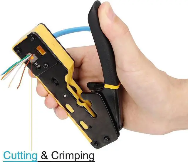 Alt view image 3 of 7 - Pass Through RJ45 Crimp Tool Kit Ethernet Crimper CAT5 Cat5e Cat6 Crimping Tool Kit